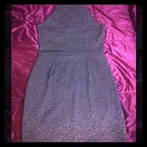 One Clothing LA Sparkly Grey/Black Neck high Dress